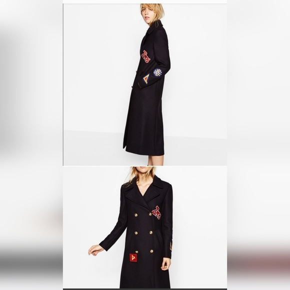 Zara woman awesome long military coat with patches. - Picture 9 of 10